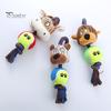Wear-resistant Dog Toy Plush Squeaky Animal Head Tennis Ball Chew Interactive Teeth Cleaning Rope Knot Teething for Medium Large Dogs Tug-of-War Soft