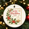 Festive Home Decor Ceramic Christmas Ornament, 2D Double Sided Cowboy/Nutcracker/Holy Berry Hanging Holiday Window Decorations Ornament for