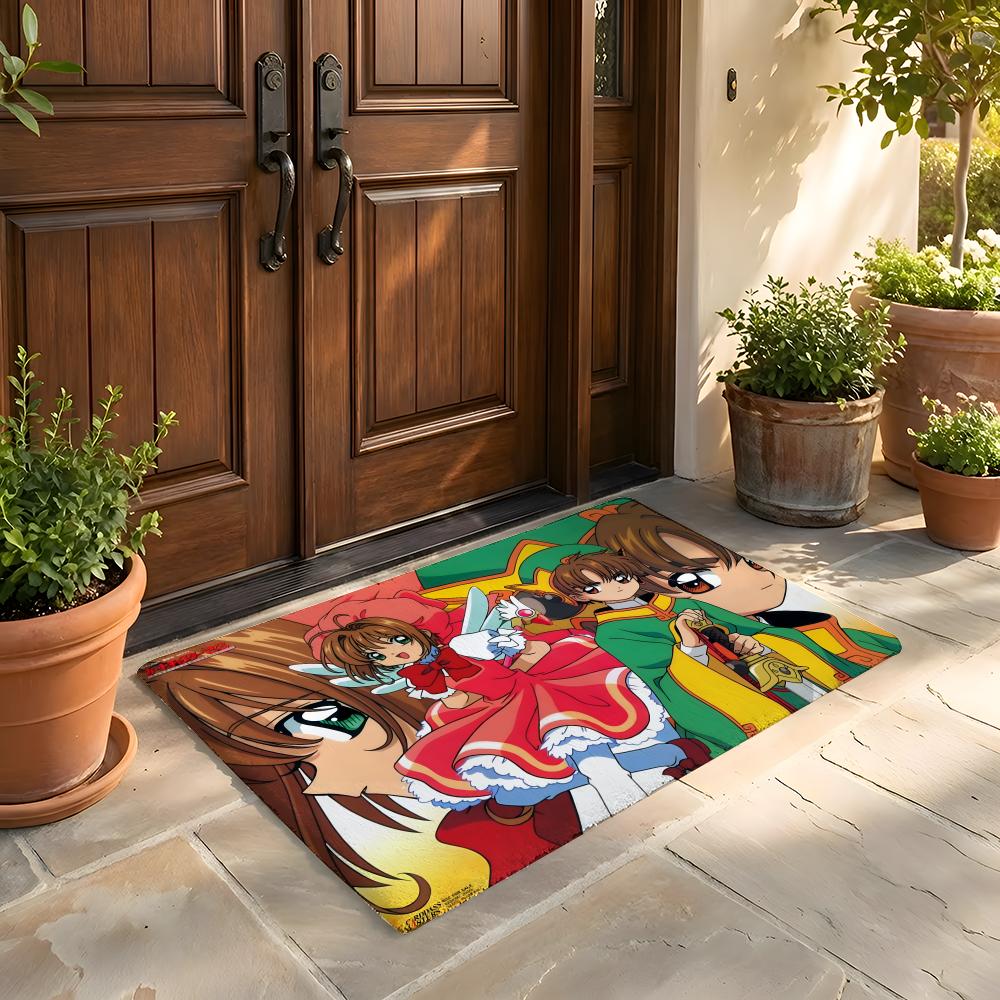 Floor Mat Soft Flannel Rug Non Slip Absorbent Mat for Bathroom Bedroom Home Decor C Cardcaptor S Sakura Cartoon