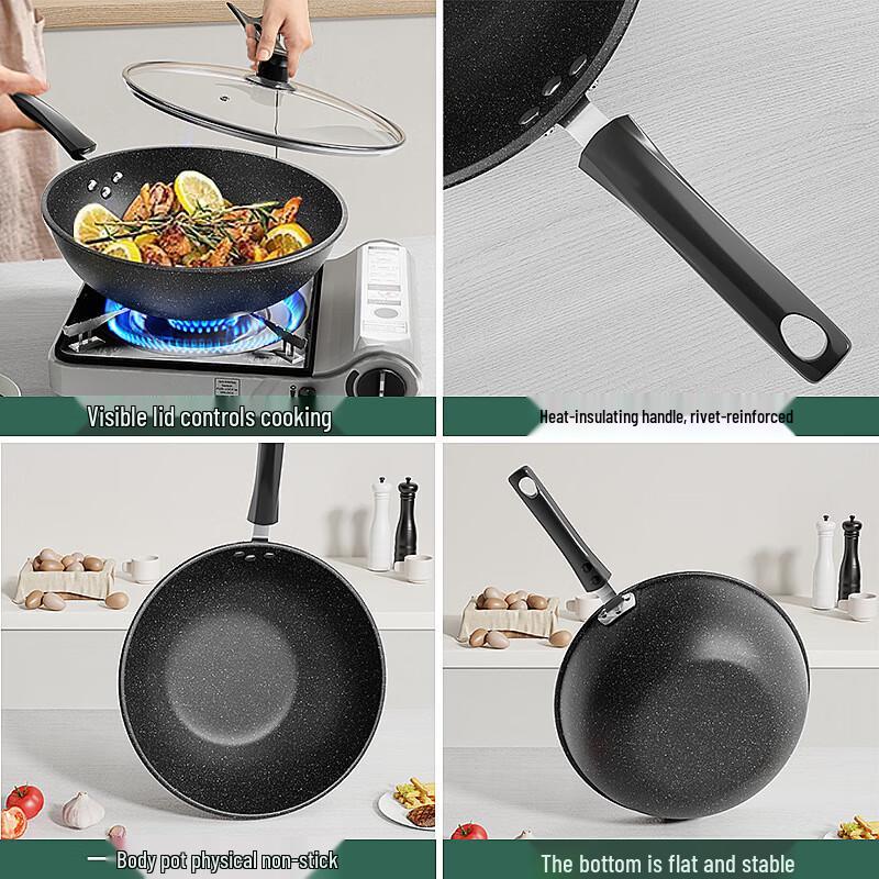 Yingtang Maifan-Stein Antihaft-Wok mit Deckel, 32 cm