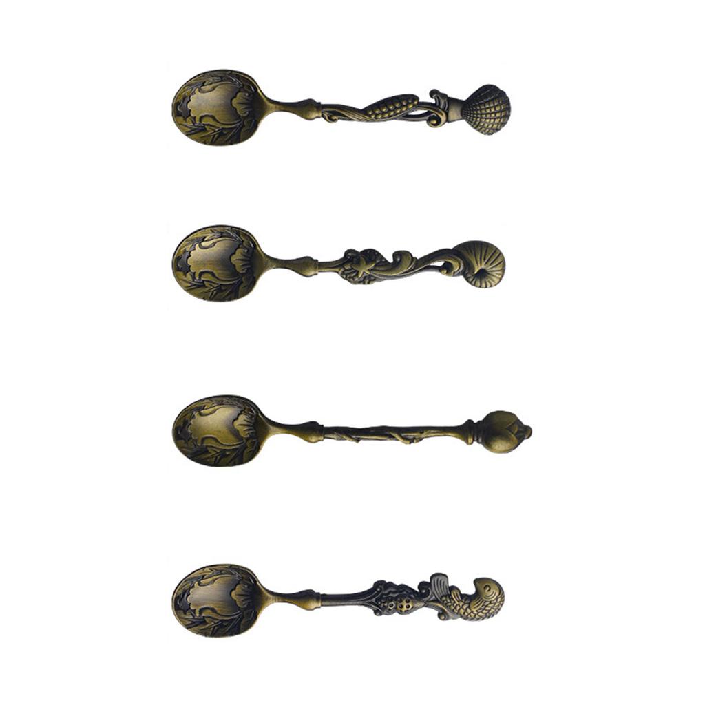 4Pcs Ocean Theme Creative Handle Stirring Spoon Small Mixing Teaspoon Dessert Snacks Spoon Tableware Easy to Clean