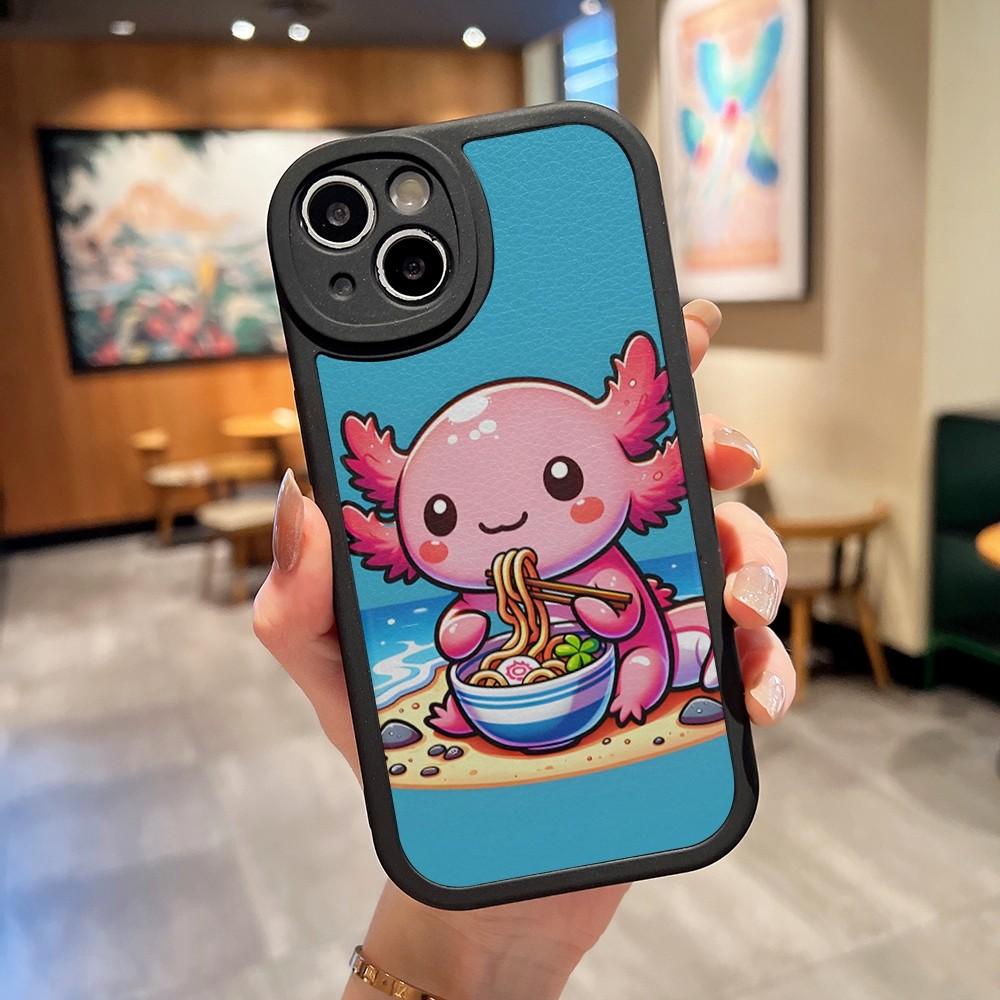 Axolotl and Ramen Phone Case For Apple Iphone 14 flirtatious Pro Max11 13 12 Mini X Xr Xs 8 Puls Se Lambskin Silicone Cover