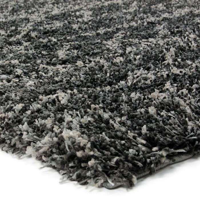 Black Ethnic Pattern Long Pile Rug 133x190