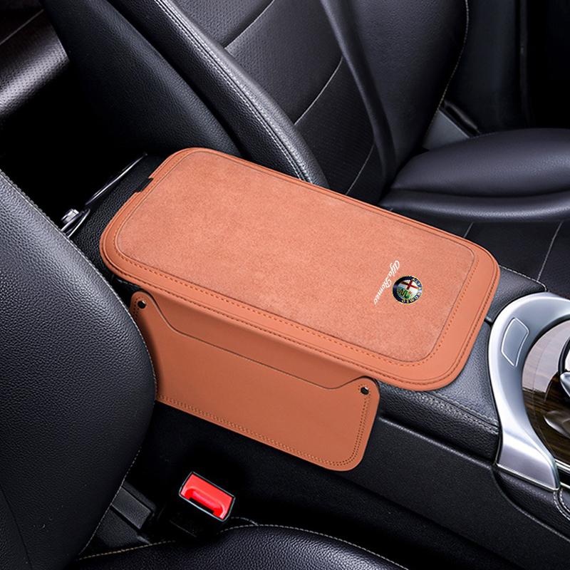 

2026 Hot Sticker Suede Leather Car Armrest Box Pad Car Armrest Mat For Alfa Romeo Sportiva Giulia Giulietta 159 156 Stelvio Auto