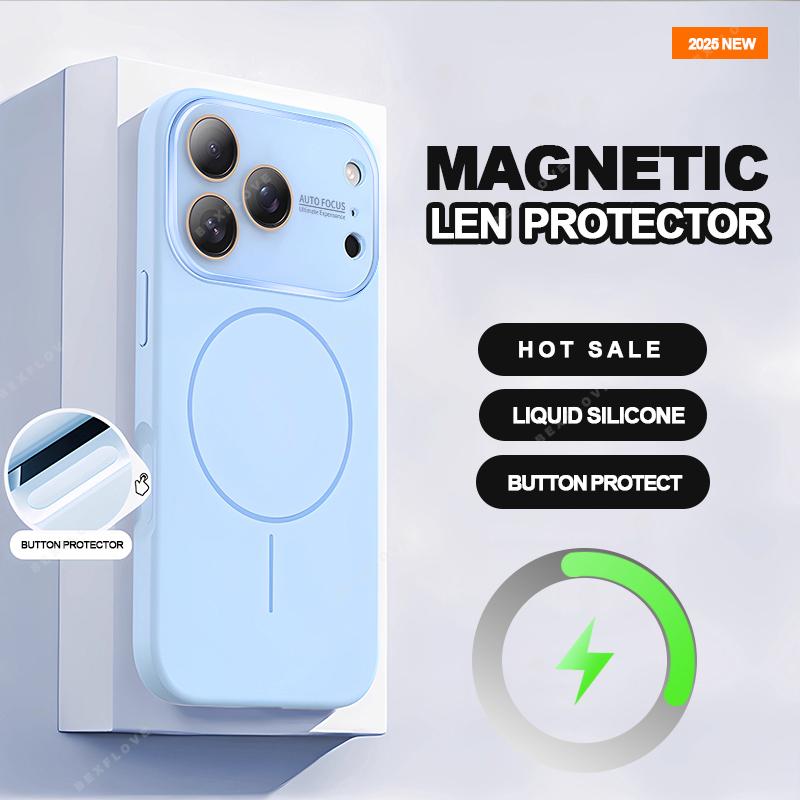 Big Window Magnetic Phone Case for For Iphone 17 Air 16 1 13 14 Pro Max Liquid Silicone Shockproof Protector Cover