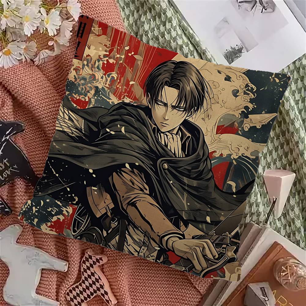 A-Attack O-On T-Titan Levi Ackerman Stitch Lucky Dragon Pillow Cover Sofa Cushion Cover Home Room Decoration Children Gift
