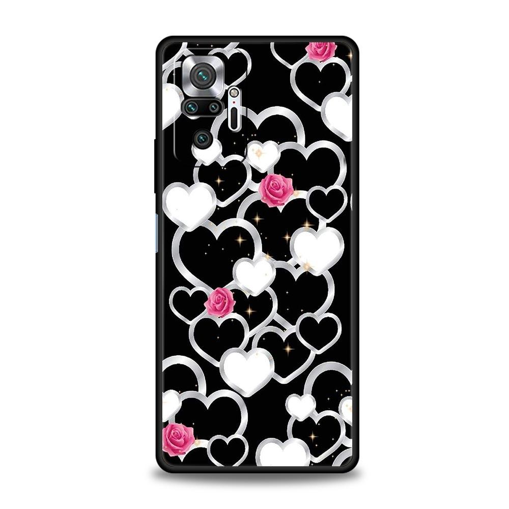 Phone Case For Xiaomi Redmi Note 14 13 12 5G 11 10 Pro Plus 4G 9S 9 14C 13C 12C 10C 9C 9A Soft TPU Cover Gold Rose Love Heart