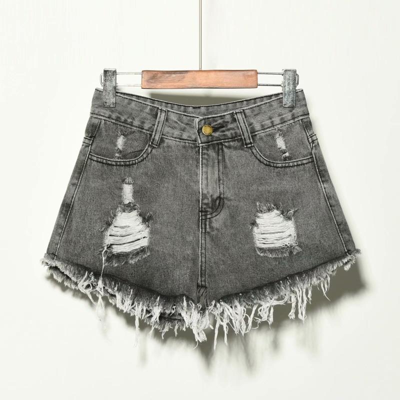 Baggy Jean Shorts Women Summer Big Size Holes To Thin Rough Edge Wide Leg A-line Hot Pants Women