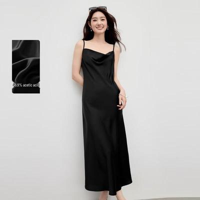 Elegant Draped Neck Spaghetti Strap Midi Dress