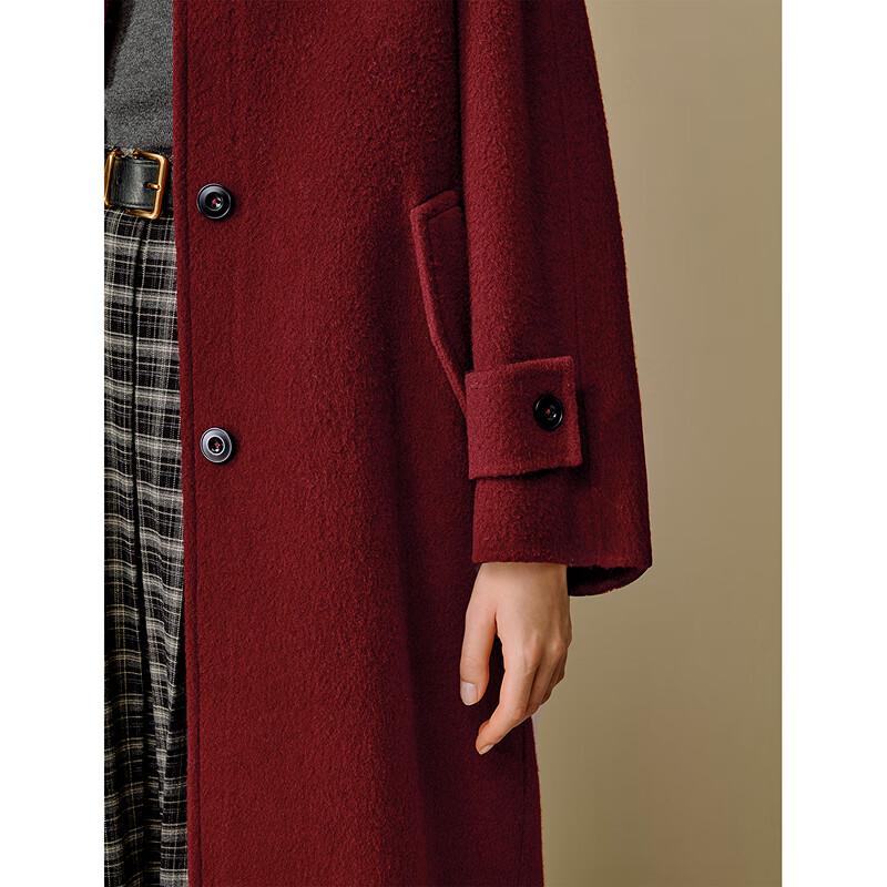 Yinman 2025 Winter Women's Pure Merino Wool Small Lapel Double-Faced Coat