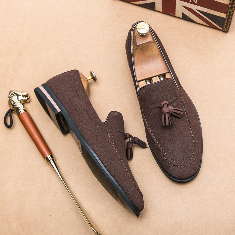 Fashion Brand Big Size Cow Suede Leather Men Flats 2025 New Men Casual Shoes High Quality Men Loafers Moccasin Driving Shoes