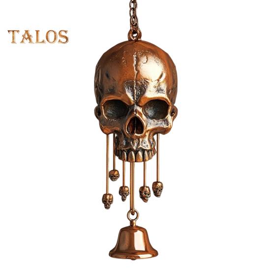 Gothic Skull Wind Chime Weather-proof Indoor Outdoor Garden Patio Metal Vintage Skull Hanging Wind Bell Halloween Decoration Ornament