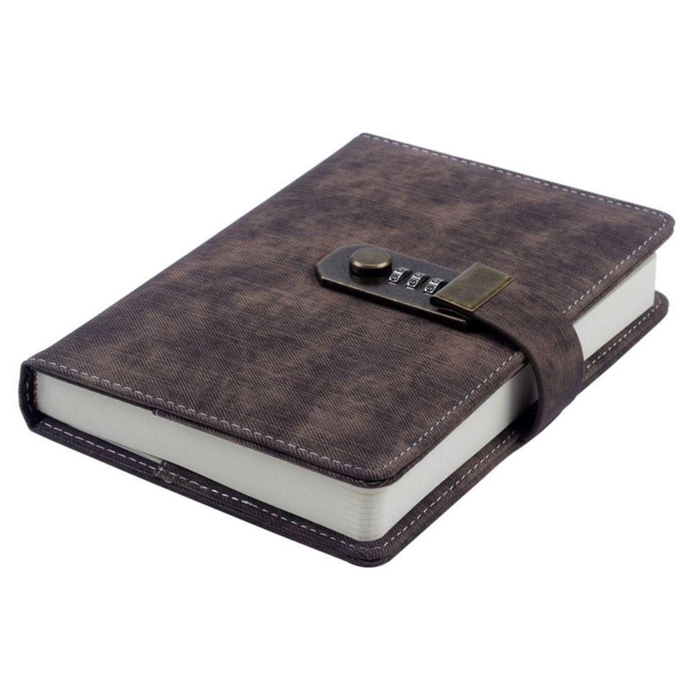 Chinese Style Diary Book with Lock PU Leather Cover A5 Notebook Password Lock Notebook  Classroom