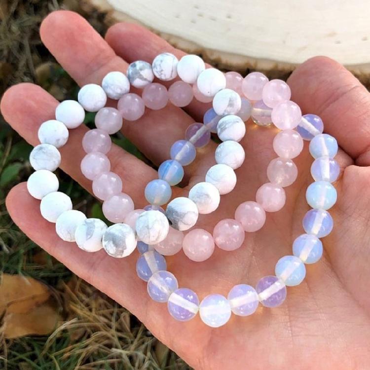 Set of 3 Healing Crystal Bead Bracelet Colorful Beaded Natural Stone Handchain Adjustable Wristchains Stylish Women Gift