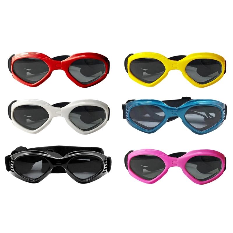 Foldable Dog Sunglasses for Outdoor Windproof Waterproof Pet Eye Glasses For Small Dogs With Adjustable Elastic Strap