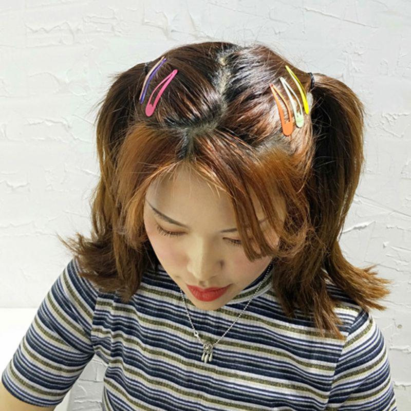 20Pcs 5cm Children Snap Barrette Baking Paint Macaron BB Hair Clip Princess Birthday Hair Styling