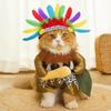 Adjustable Cat Indian Chief Outfit Decorative Halloween Pet Costume  Dress Up
