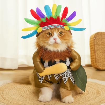 Adjustable Pet Transformation Outfit Decorative Cute Dog Cosplay Costume Interesting Cat Indian Chief Outfit Dress Up