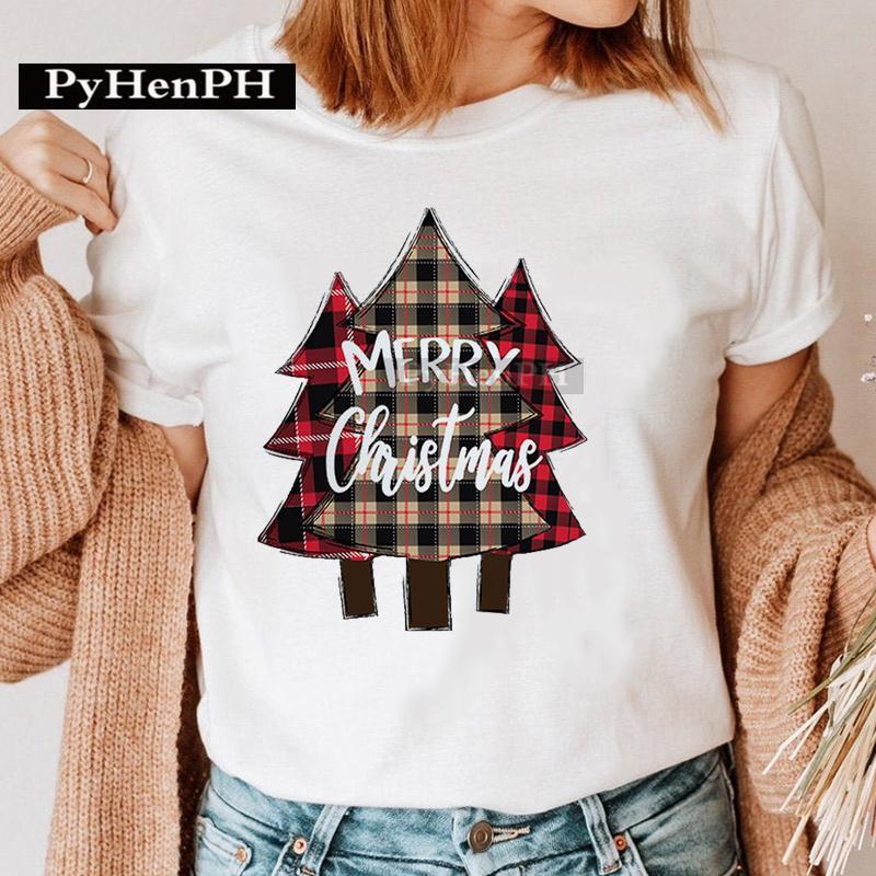 Summer Christmas Elk Printed T-shirt for Men Women Cotton Loose Round Neck Short Sleeve T-Shirts Unisex