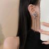 Retro Personality Liquid Metal Butterfly Long Tassels Stud Earring Integrated Ear Bone Clip Earring Ear Hanging Designer Jewelry