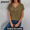 JPNTKY Women's Fashion Casual Solid Color Print Short Sleeve O-Neck Blouses & Shirts