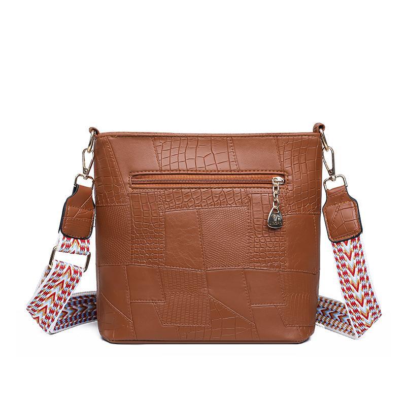 Stitching Women's Bag PU Shoulder Bag Bucket Bag