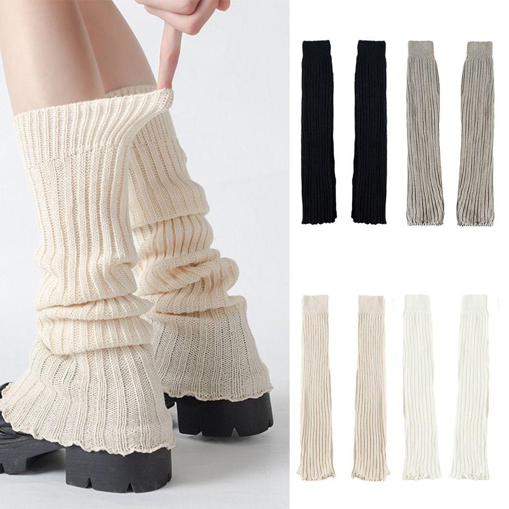 Solid Color Lolita Leg Warmers Crochet Pattern Middle Tube Socks Crochet Socks  Cold Weather