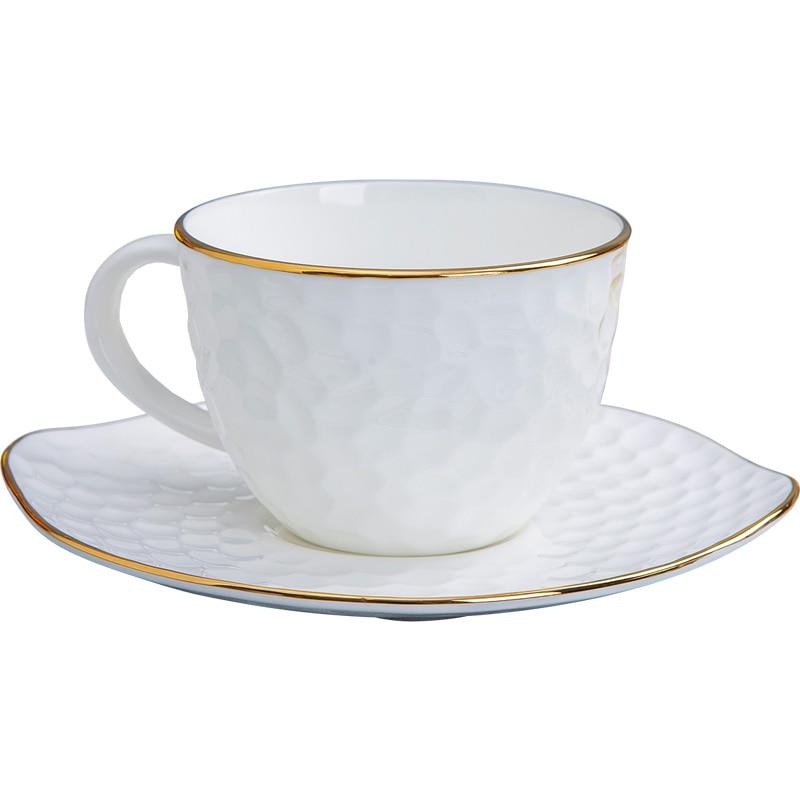 

Bone Porcelain European Luxury Ceramic Coffee Set White Afternoon Tea And Sauce Set