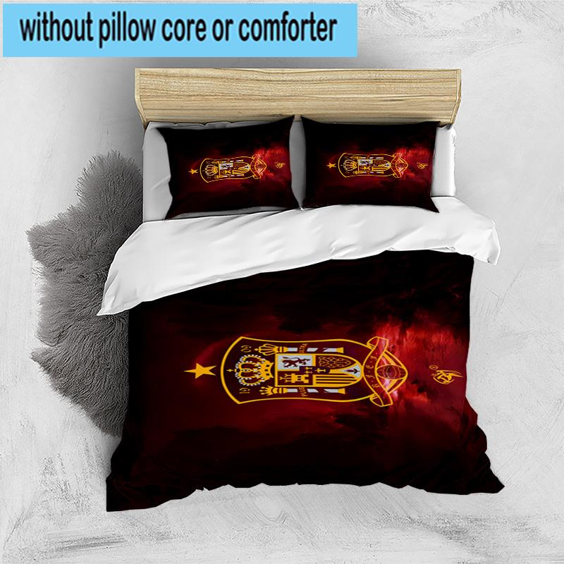3pcs Spain's Royal Emblem Printed Bedding Set Duvet Cover Closure Includes 1 Duvet Cover & 2 Pillowcases Bedding Sets Home Decor Gifts