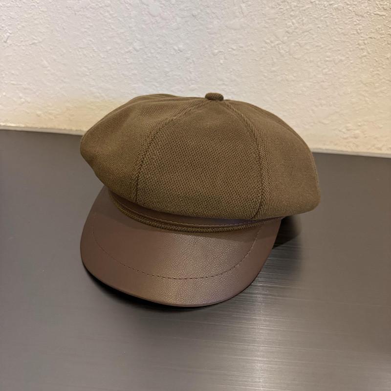 Trendy Color Solid Woolen Hats Curved Brim Autumn Winter Street Fashion Cao
