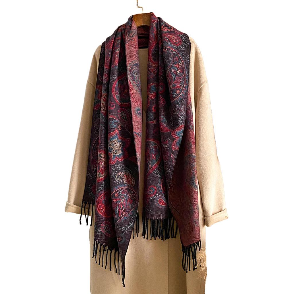 Imitation Cashmere Jacquard Ethnic Style Cashew Flower Shawl With Female Travel Vacation Photo Scarf To Keep Warm