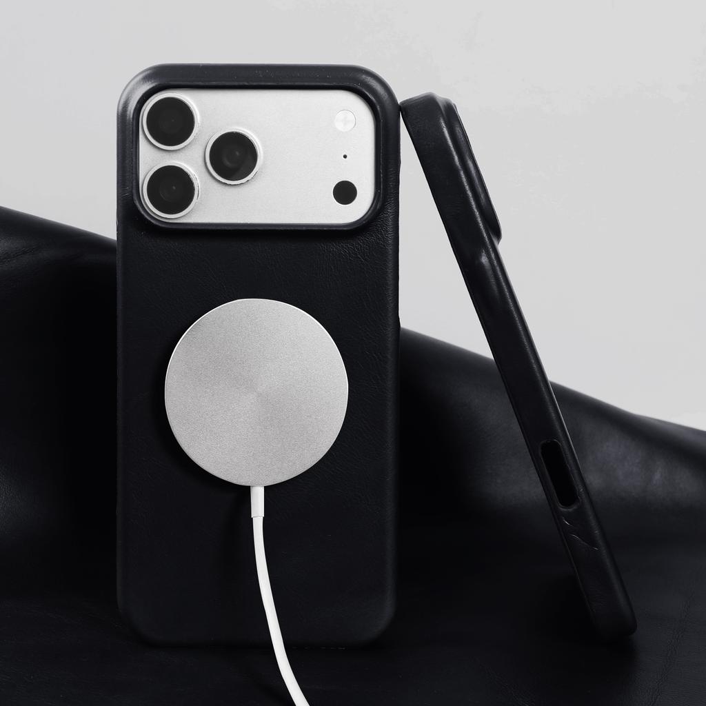 For Magsafe Genuine Leather Case For Iphone 17 16 15 Pro Max 17Pro 16Pro 15Pro Max Back Cover Cases Wireless Magnetic Coque Capa