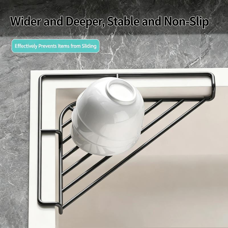 Waterproof Sink Corner Rack Anti-Rust Punch-Free Sponge Drying Rack Hollowed Sink Drain Shelf Bathroom
