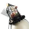 Dark Series Birdcage Miniature Hat Hair Pin with Flower Decors Vintage Headpiece For Wedding and Special Occasion