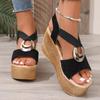 Bohemia Metaldecoration Slip On Sandaler Dam 2025 Sommar Chunky Platform Superhöga Kilklack Sandaler Bakre Rem Strandskor