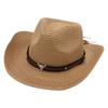 Western Cowboy Straw Hat Sun Hat Tibetan Bullhead Hat National Style Straw Knight Hat Sun Hat