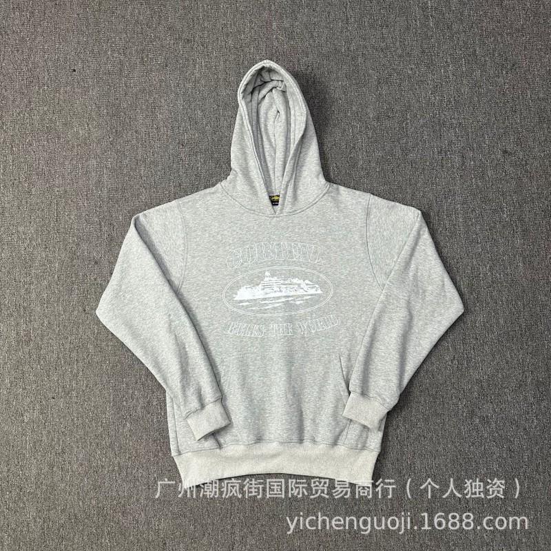 Corteiz Classic Ship Print Fleece Hoodie Casual Streetwear Men Women