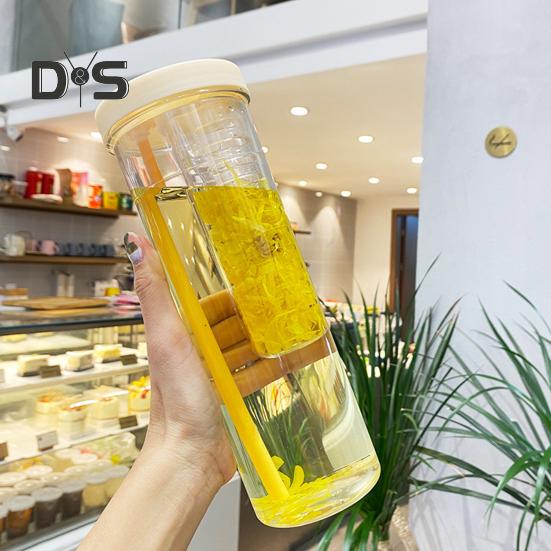 700 ml Strohhalmbecher mit faltbarem Strohhalm, eingebautem Filter, Teebehälter, leicht zu reinigen, vielseitiger Trinkhalmbecher