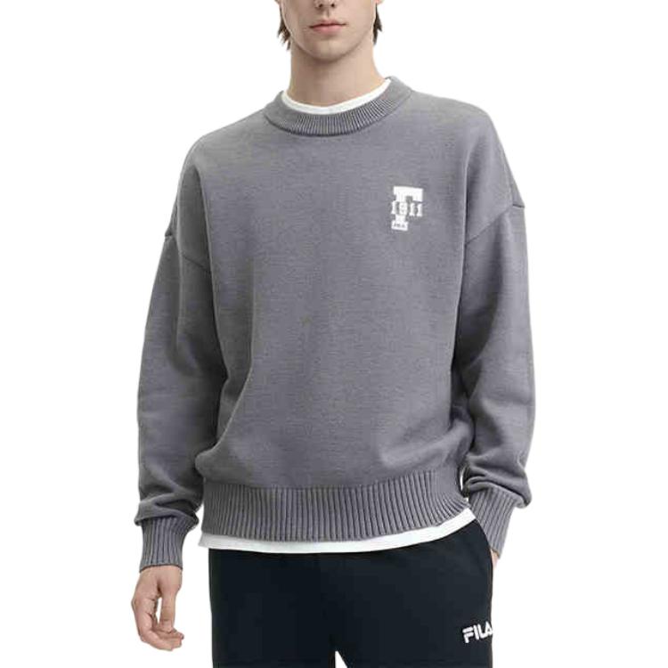 Fila Original F1911 Knit Sweater Round Neck Fashion Versatile Long Sleeve Men Tops Gray F51M449401F-MG