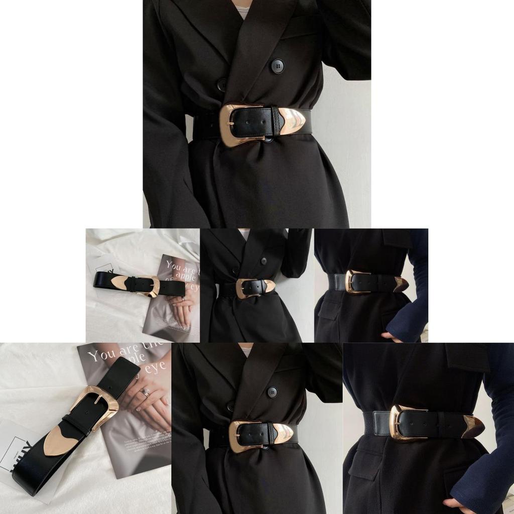 Modern Black Wide Pu Belt For Women Perfect For Dresses And Stylish Coats