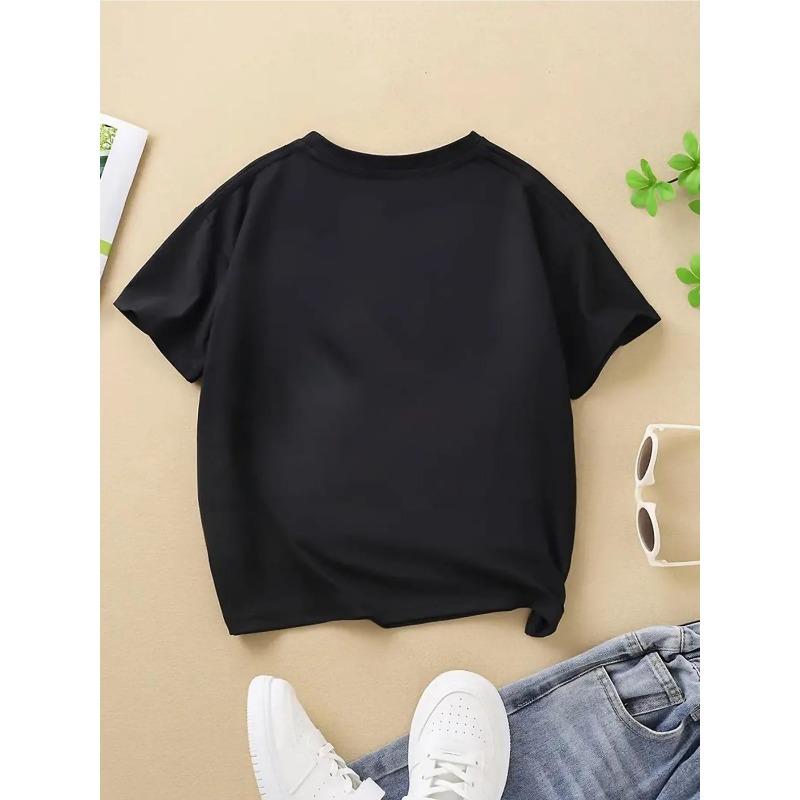 European sizes Girls Cotton Short-sleeve T-shirt, Soft and Comfortable Daily Wear, Suitable for Home, Outdoor and Sports Activities
