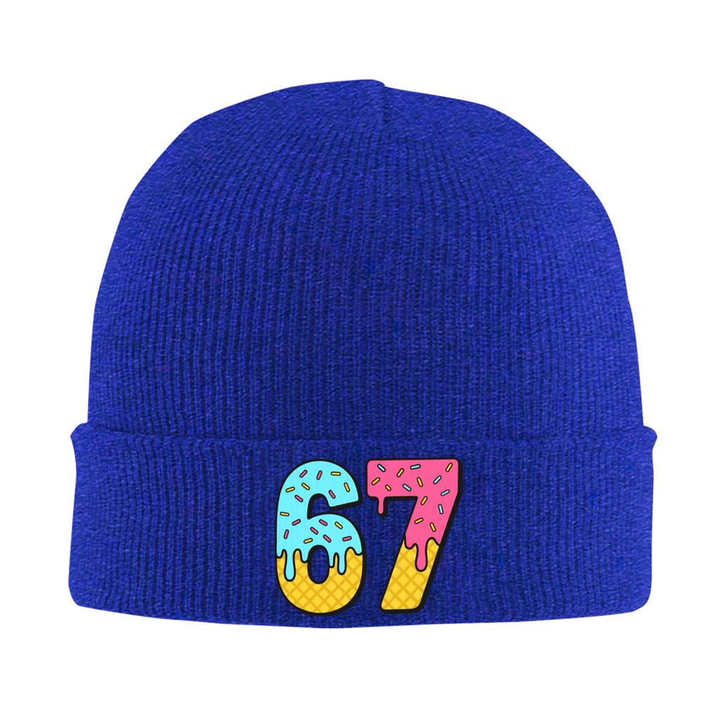 67 Meme Sechs Sieben Eiscreme Drip Mützen Beanie Mützen Frühling Grafik Strickmütze Vintage Damen Herren Unisex Hippie Warme Mütze
