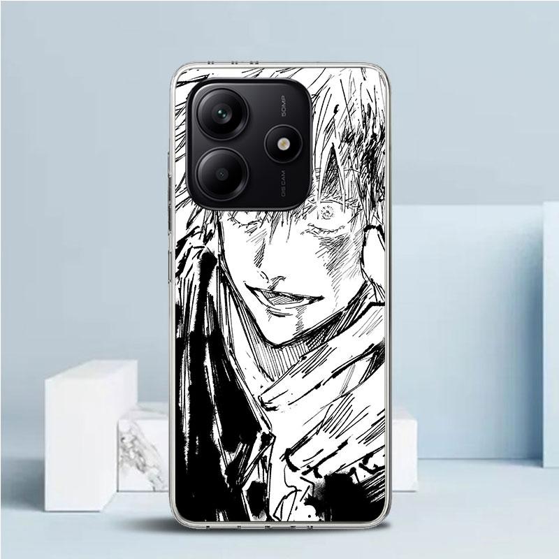

White Black Kaisen J-Jujutsu Phone Case For Xiaomi Redmi Note 15 14 14S 13 12S 12 Pro Plus 11S 11 11T 11E 10S 10 + Soft TPU Back Redmi Note 15 Pro 4G