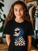 Fashion HandPainted Style Dalmatian Print Headscarf Glasses dog Summer Boys Girls T Shirt Kids Baby Youth Unisex Unisex Tee Cotton