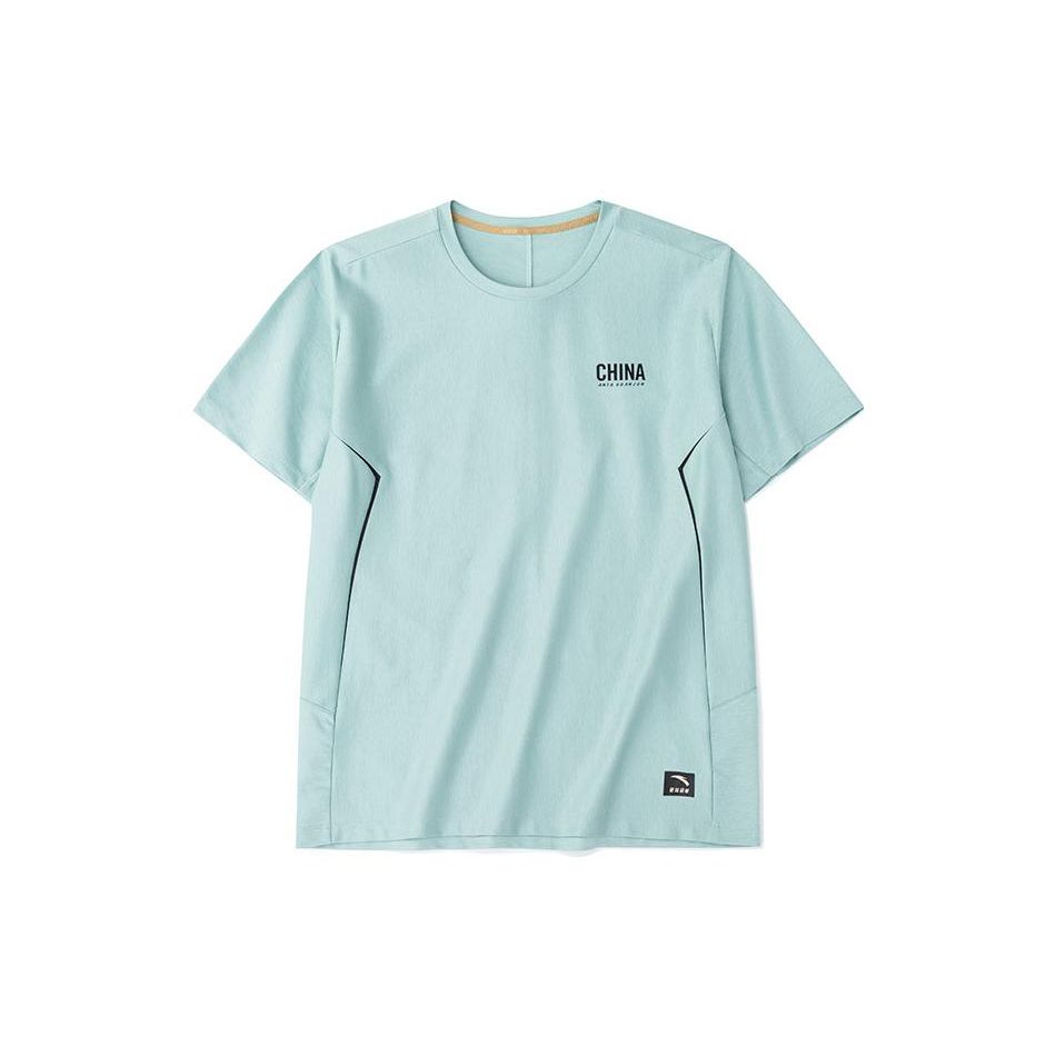 

Anta Однотонная футболка с круглым вырезом и принтом букв, прямая, мужская, зеленая 152230108-3 XXL