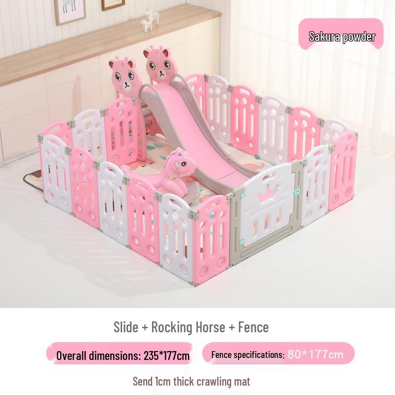Kids' Indoor/Outdoor Safety Play Fence with Slide - Ideal for Crawling and Walking