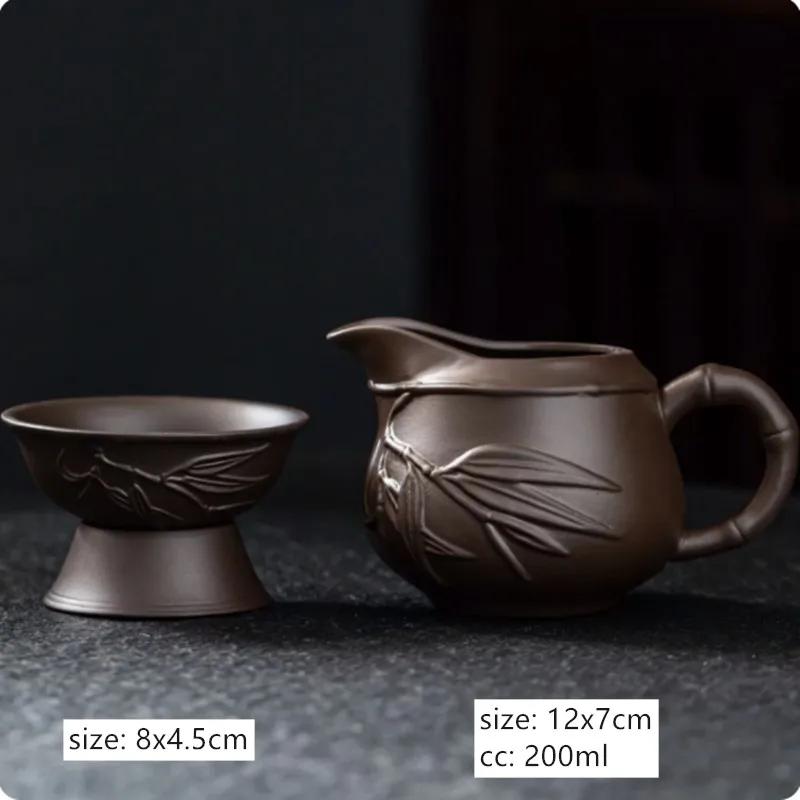 

Retro Handmade Purple Clay Fair Cup Tea Ceremony Raw Ore Zisha Tea Set Accessories Household Tea Divider Chahai Tea Strainer