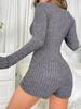 Dames Ribgebreide Jumpsuit - Herfst/Winter Europese & Amerikaanse Stijl, Casual Slim-fit