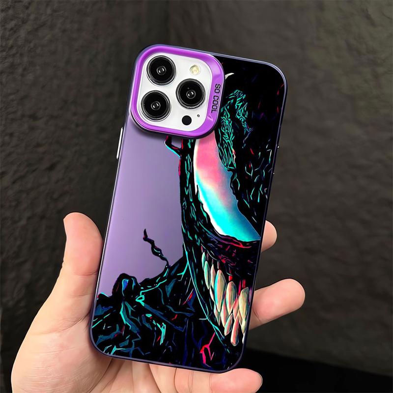 Skvělé barevné stříbrné pouzdro Marvel Venom pro Apple iPhone 15 14 13 11 12 13 Pro Max 14 Plus Funda Luxusní zadní kryt telefonu