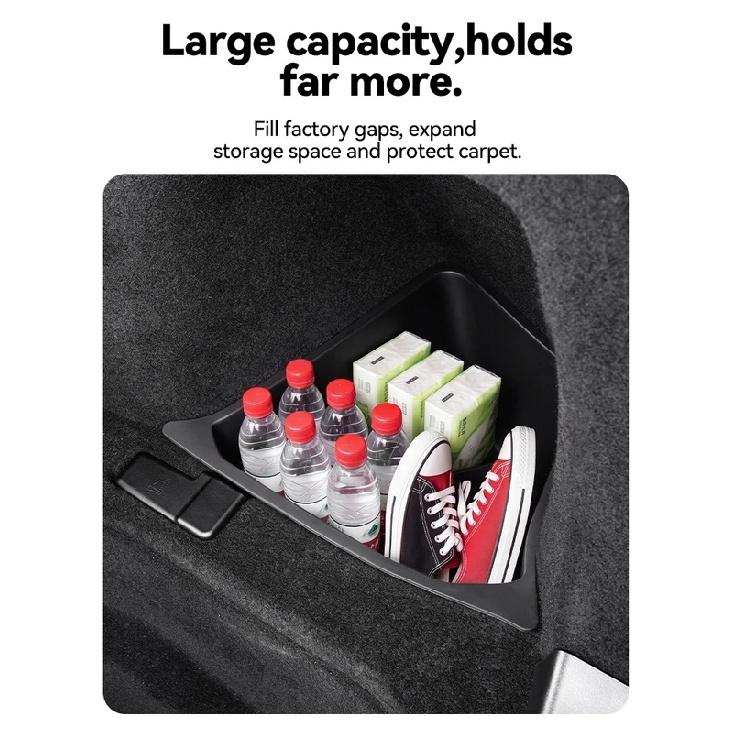 YZ For Tesla Model YL Car Trunk Side Storage Box Flocking TPE Cover Mat Partition Board Stowing Space Organizer Storage B